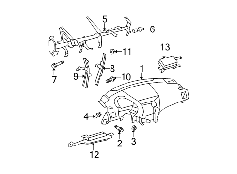 2009 Toyota Highlander Cluster & Switches, Instrument Panel Lower Brace Nut Diagram for 9415080800