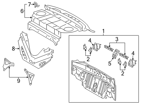 2014 Toyota Avalon Rear Body Rear Body Panel Brace Diagram for 5832507010