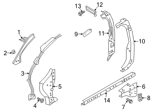 2019 Nissan Titan XD Hinge Pillar, Lock Pillar, Rocker Sill Assy-Outer, RH Diagram for G6410EZ0MA