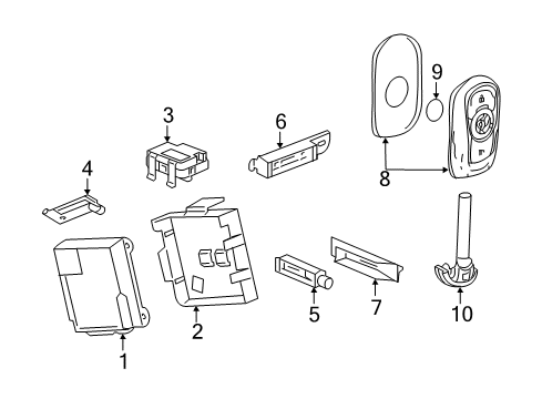 2018 Buick Regal TourX Keyless Entry Components Key Diagram for 13510389