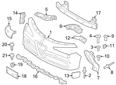 2020 Alfa Romeo Stelvio Bumper & Components - Front Screw Diagram for 68202409AA