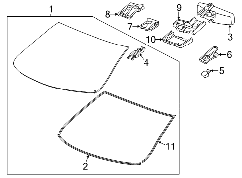 2014 Chevrolet Impala Windshield Glass, Reveal Moldings Front Camera Bracket Diagram for 23173988
