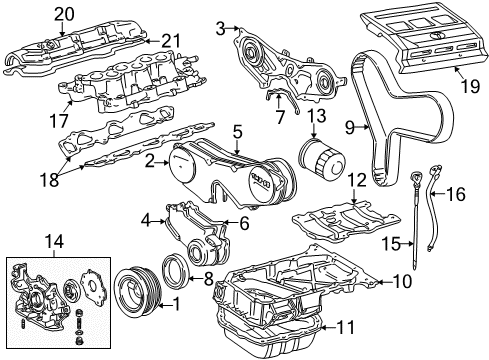 1999 Lexus ES300 Engine Parts, Mounts, Cylinder Head & Valves, Camshaft & Timing, Oil Pan, Oil Pump, Crankshaft & Bearings, Pistons, Rings & Bearings, Variable Valve Timing Insulator, Engine Mounting, LH(For Transverse Engine) Diagram for 1237220040