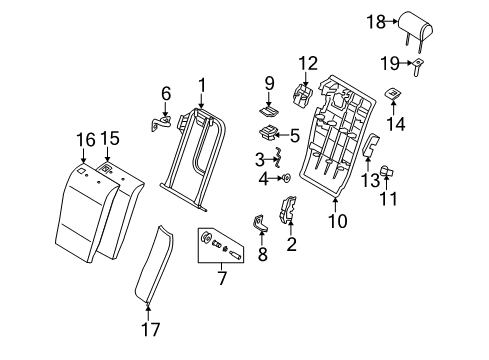 2006 BMW X3 Rear Seat Components Frame, Backrest Right Diagram for 52203400557