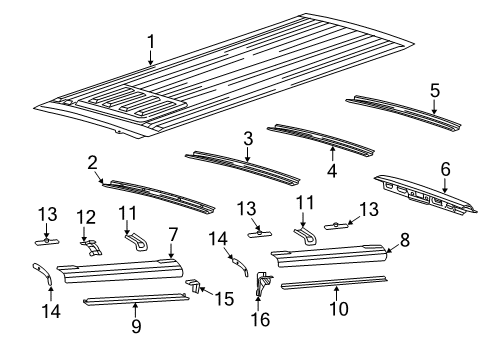 2021 Ram ProMaster 1500 Roof & Components REINFMNT-Roof Rail Diagram for 68167481AA