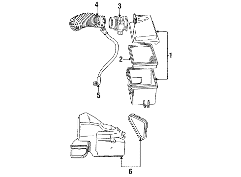 1992 Mercury Sable Air Intake Vent Hose Diagram for FODZ6A664BA