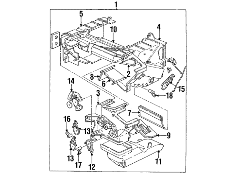 1994 Honda Passport Heater Core & Control Valve Door, Mix Heater Unit Diagram for 8943870150
