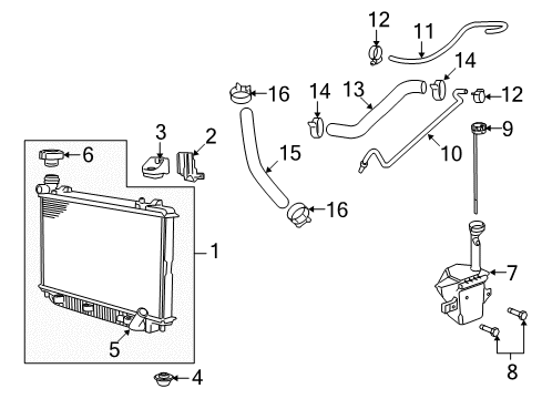 2009 Pontiac G8 Radiator & Components Lower Hose Diagram for 92157817