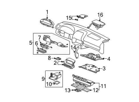 2005 Honda CR-V Cluster & Switches, Instrument Panel Mat, Center Tray *NH167L* (GRAPHITE BLACK) Diagram for 77342S9AA11ZA