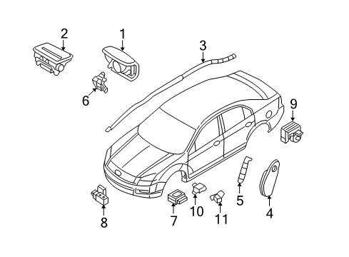 2008 Mercury Milan Air Bag Components Occupant Sensor Diagram for 8E5Z14B422A