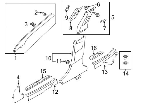 2013 Hyundai Elantra Interior Trim - Pillars, Rocker & Floor Trim Assembly-Front Pillar LH Diagram for 858103X000TX