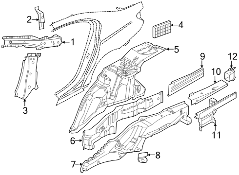 Inner Structure - Quarter Panel Holder, Brake Hose, Left Diagram for 41007413083