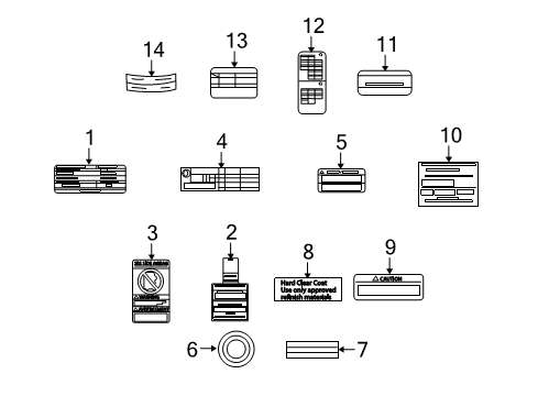 2013 Nissan Cube Information Labels Label-Parts Content Diagram for 990A21FC0A
