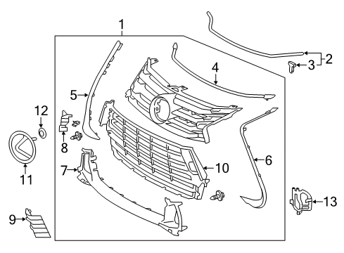 2016 Lexus GS450h Grille & Components Radiator Grille Emblem (Or Front Panel) Diagram for 5314148060
