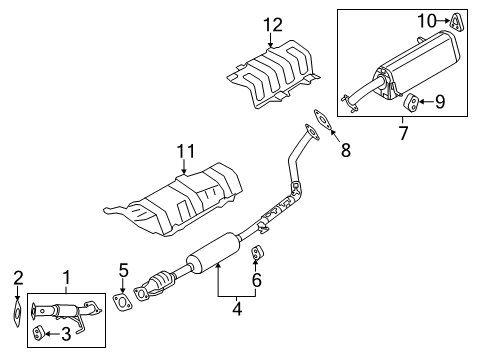 2012 Kia Soul Exhaust Components Front Muffler Assembly Diagram for 286102K065