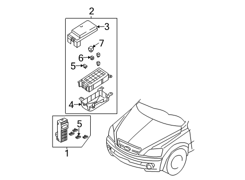 2005 Kia Sorento Fuse & Relay Under Cover Diagram for 911603E990