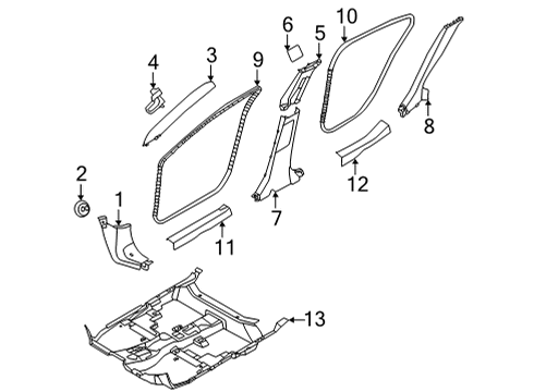 2020 Nissan Sentra Interior Trim - Pillars Garnish Assy-Front Pillar, RH Diagram for 769116LB0A