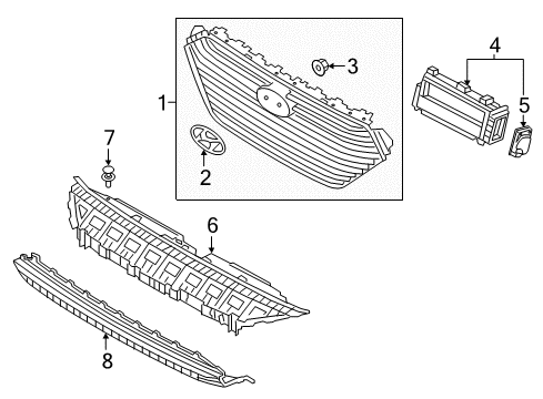 2019 Hyundai Ioniq Grille & Components Front H Emblem Diagram for 86320G2000