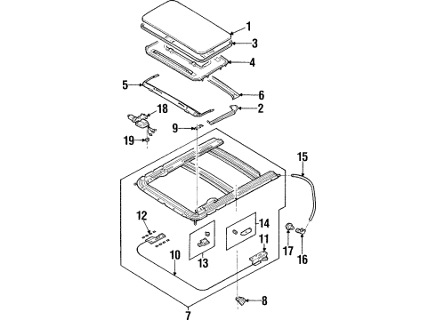 1997 Infiniti Q45 Sunroof Weatherstrip-Lid Diagram for 912466P010
