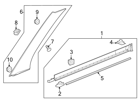 Exterior Trim - Pillars Applique Clip Diagram for 11602959