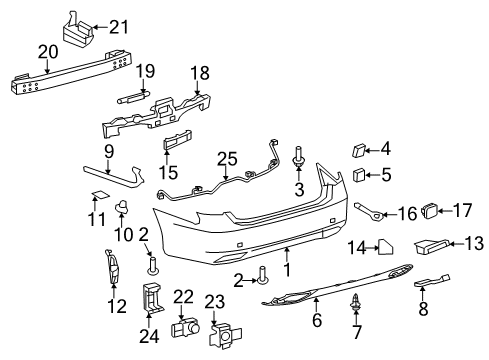 2012 Lexus LS460 Rear Bumper Plate, Rear Bumper, RH Diagram for 5216150902