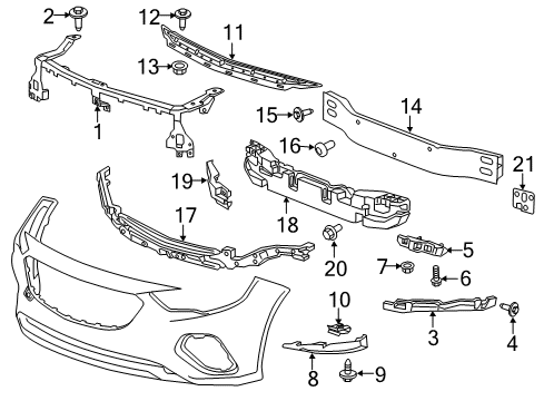 2018 Buick Regal Sportback Front Bumper Lower Bracket Diagram for 39144693