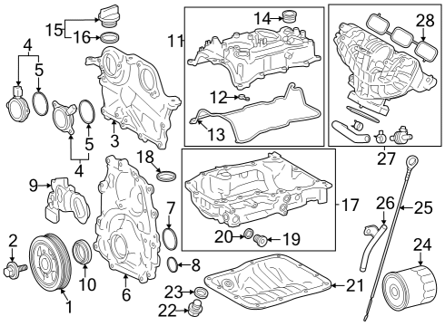 Engine Parts, Mounts, Cylinder Head & Valves, Camshaft & Timing, Variable Valve Timing, Oil Cooler, Oil Pan, Oil Pump, Adapter Housing, Balance Shafts, Crankshaft & Bearings, Pistons, Rings & Bearings Ring, O Diagram for 9030120012