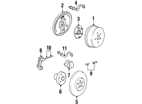 1999 Chevrolet Lumina Rear Brakes Bracket, Rear Brake Caliper Diagram for 18029822