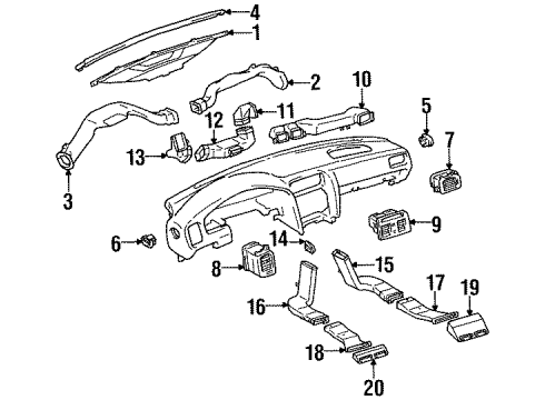 1995 Lexus LS400 Ducts & Louver Duct, Air, Rear No.6 Diagram for 8721850010A0
