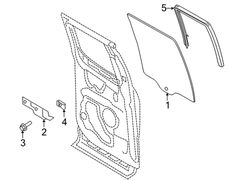 2022 Ford F-150 Front Door Glass & Hardware Door Glass Retainer Assembly Diagram for FL3Z18270A06A