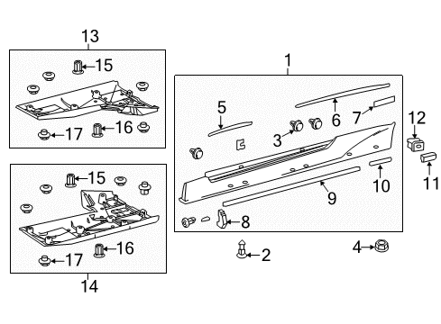 2015 Lexus RC350 Exterior Trim - Pillars, Rocker & Floor Protector, Rocker Panel MOULDING Diagram for 7586230170