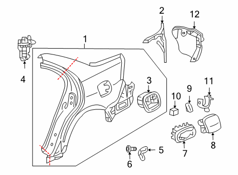 2007 Honda Accord Quarter Panel & Components Gutter, R. RR. Diagram for 63320SDAA10ZZ