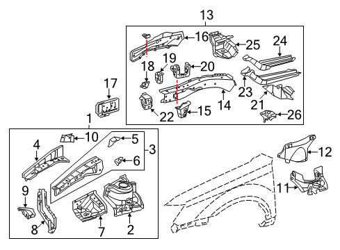 2007 Toyota Avalon Structural Components & Rails Plate Sub-Assembly, Front Side Diagram for 5710733032