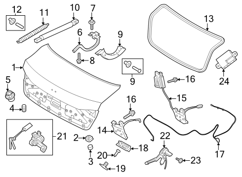 Trunk Lid & Components Bolt Diagram for 1125406506B