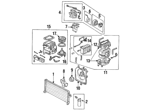 1990 Honda Prelude A/C Condenser, Compressor & Lines Fan, Heater Diagram for 39242671670