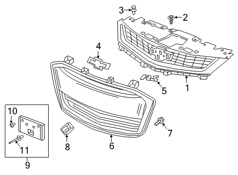 2019 Chevrolet Sonic Grille & Components Emblem Diagram for 42475825