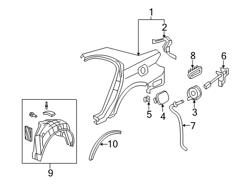 2008 Acura RL Quarter Panel & Components Gutter, Right Rear Diagram for 63320SJAA00ZZ