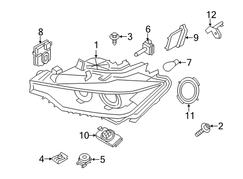 2015 BMW 335i xDrive Bulbs Cover Diagram for 63117311241