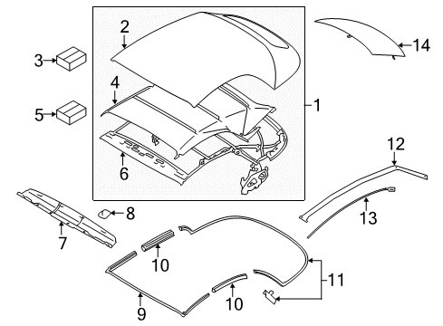 Frame & Components - Convertible Top Emergency Mechanism Cover Diagram for 54347421655