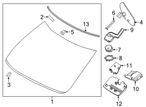 2021 Nissan Maxima Glass, Reveal Moldings Cover-Lane Camera, RH Diagram for 284L89DJ0A