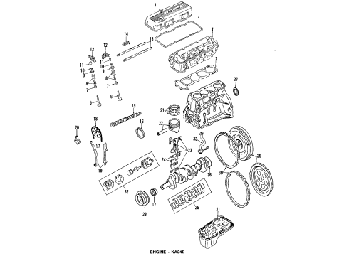 1990 Nissan 240SX Engine Parts, Mounts, Cylinder Head & Valves, Camshaft & Timing, Oil Pan, Oil Pump, Crankshaft & Bearings, Pistons, Rings & Bearings Piston W/PIN Diagram for A201030R12