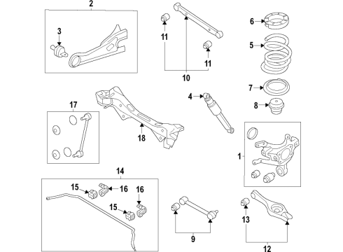 2021 Kia Telluride Rear Suspension Components, Lower Control Arm, Upper Control Arm, Stabilizer Bar Pad U Diagram for 55330S9050