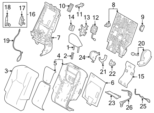 Rear Seat Components Seat Back Panel Hole Cover Diagram for 729960E150C0