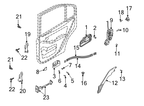 2001 Hyundai Elantra Rear Door - Lock & Hardware Label-Rear Door Latch, LH Diagram for 8141934000