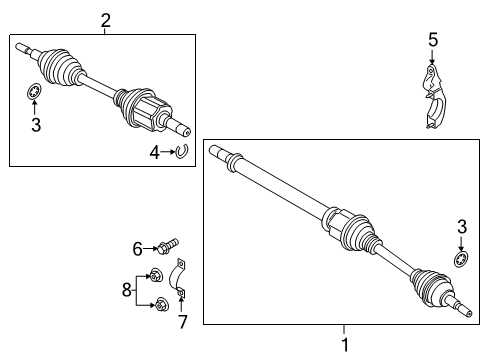 Drive Axles - Front Axle Assembly Diagram for K2GZ3B436C
