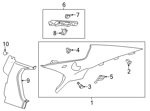 2016 Cadillac CTS Interior Trim - Quarter Panels Bracket Retainer Diagram for 25956110