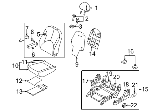 2008 Kia Rio Front Seat Components Guide Assembly-F/S HEADREST Diagram for 887201G000RU