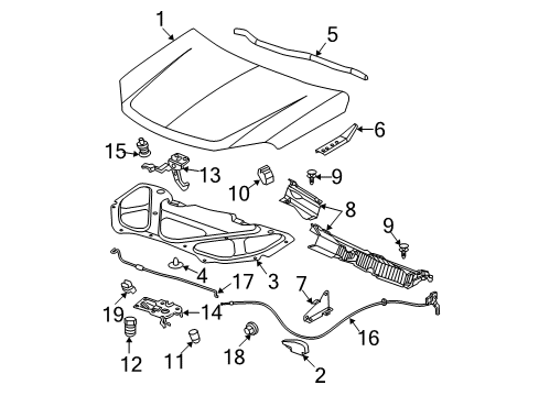 2006 Chevrolet Equinox Hood & Components Hood Bumper Diagram for 25868132