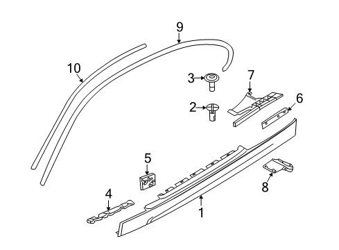 2009 BMW 128i Exterior Trim - Pillars, Rocker & Floor Left Roof Frame Gasket Diagram for 51767164949