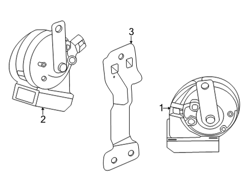 2020 Chevrolet Silverado 1500 Horn Horn Assembly (Low) Diagram for 38100TGVA12